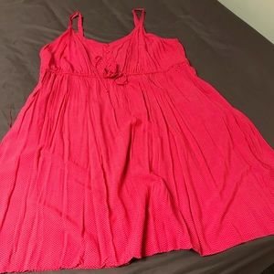 Bright pink torrid dress with white polka dots